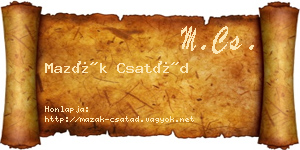 Mazák Csatád névjegykártya